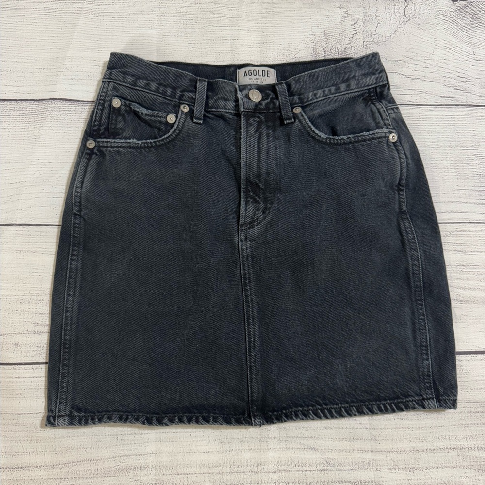 AGOLDE Black Denim Skirt